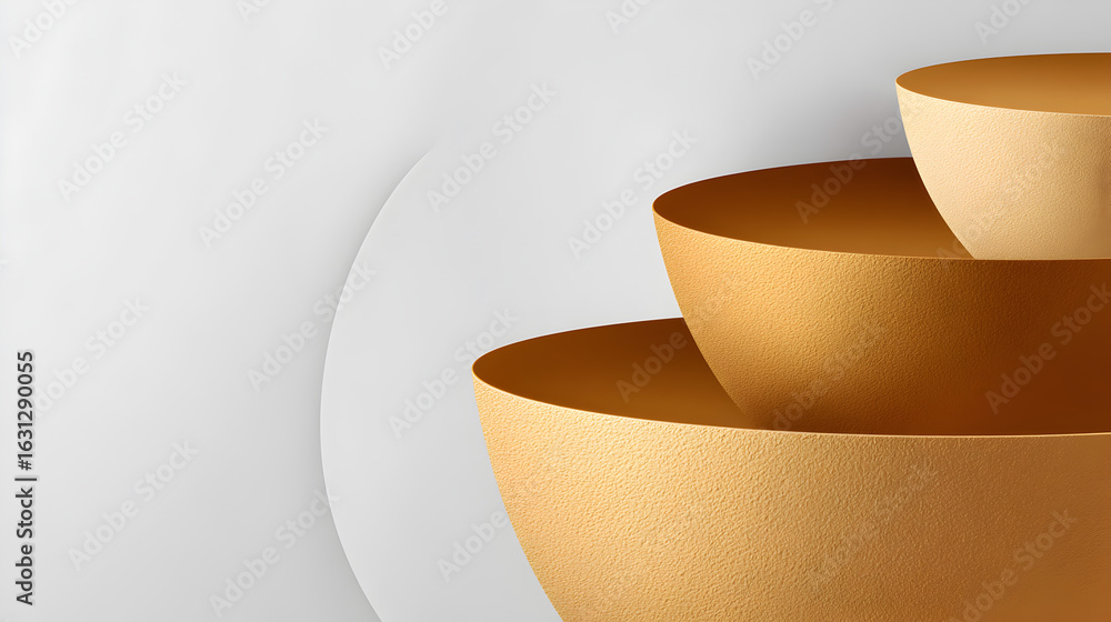Aufkleber a stack of golden bowls arranged for an elegant display, offering a sense of balance and harmony. th