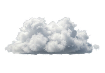 A single fluffy white cumulus cloud isolated on a transparent background, representing weather and the atmosphere