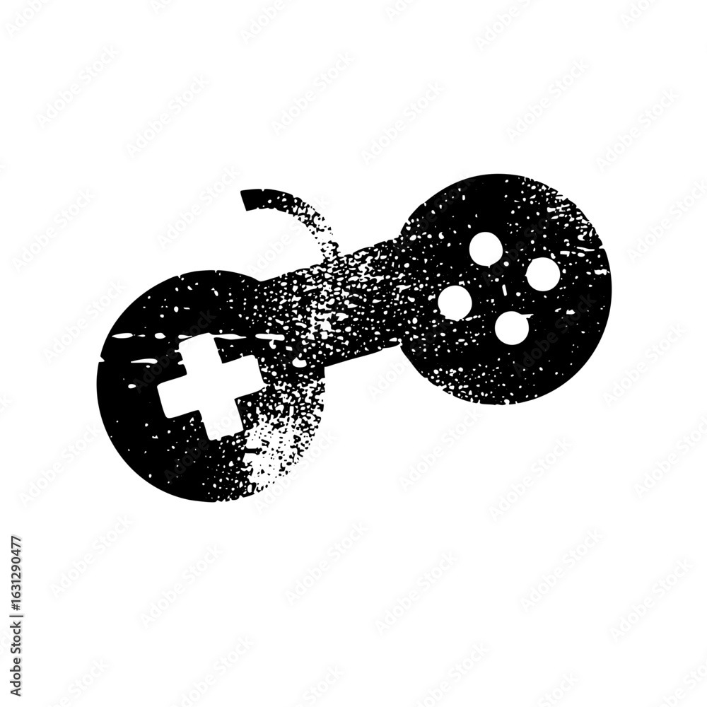 Poster vector distressed gamepad with directional pad and buttons.