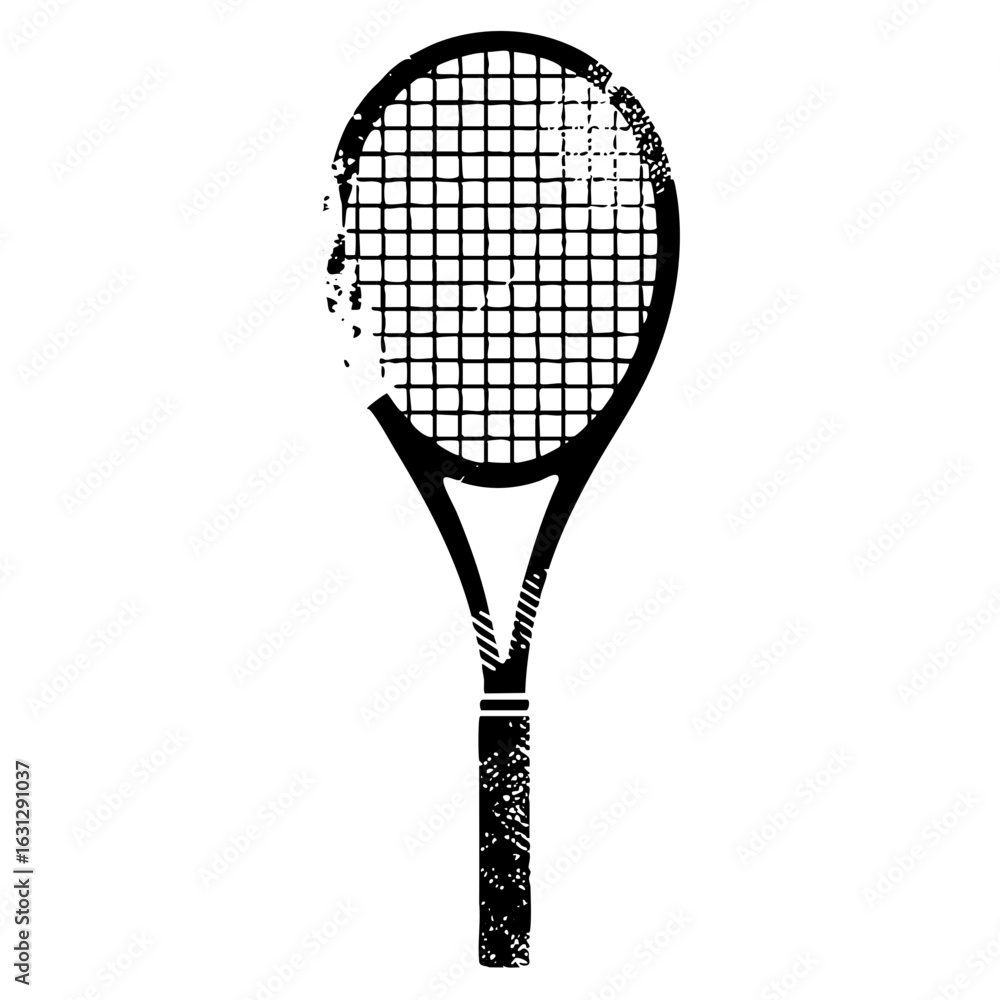 Poster vector black tennis racket with grid strings