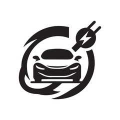electric car vector silhouette clip art logo design illustration. modern car set collections