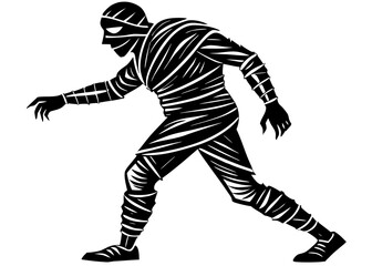 Fototapeta premium Mummy Walking with Bandages Silhouette