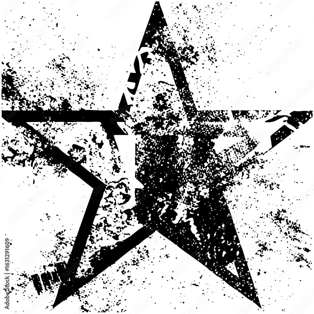 Poster vector distressed five-pointed star with a grunge texture.