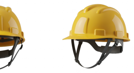 Yellow Safety Helmet: A pair of yellow safety helmets, essential protective gear for construction workers and various industrial settings.