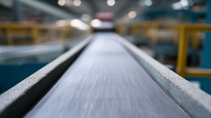 Conveyor belt factory industrial transport material blur motion production equipment create dynamic scene of conveyor belt