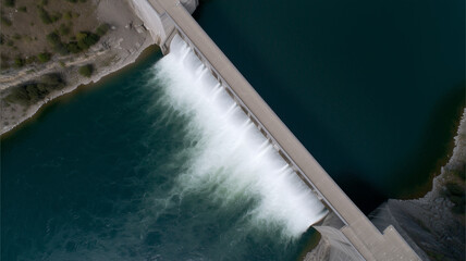 Hydroelectric dam water river aerial structure energy power landscape engineering flow nature reservoir blue concrete
