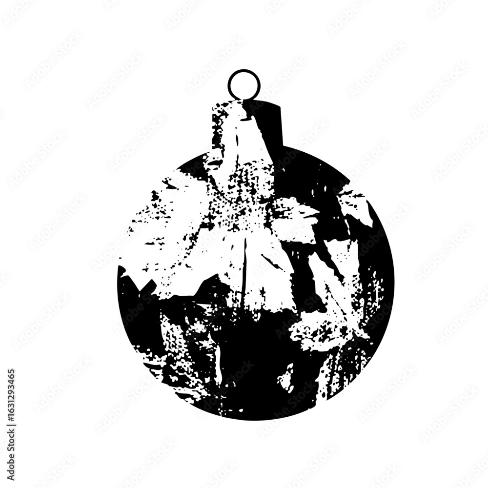 Poster vector distressed spherical ornament with a loop.