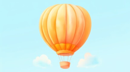 Fototapeta premium Watercolor orange hot air balloon hand drawn with fes
