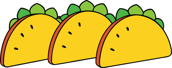 Crunchy taco trio with lemon wedges food illustration