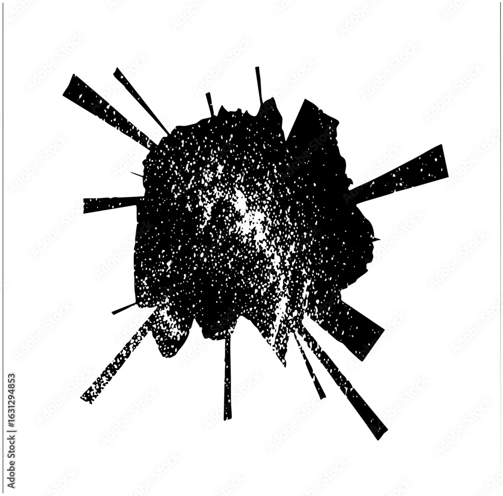 Poster vector dynamic burst of fragmented shapes radiates outward.