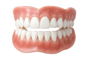 Obraz premium Dental prosthesis showing perfect tooth arrangement, transparent backdrop highlighting professional oral health precision