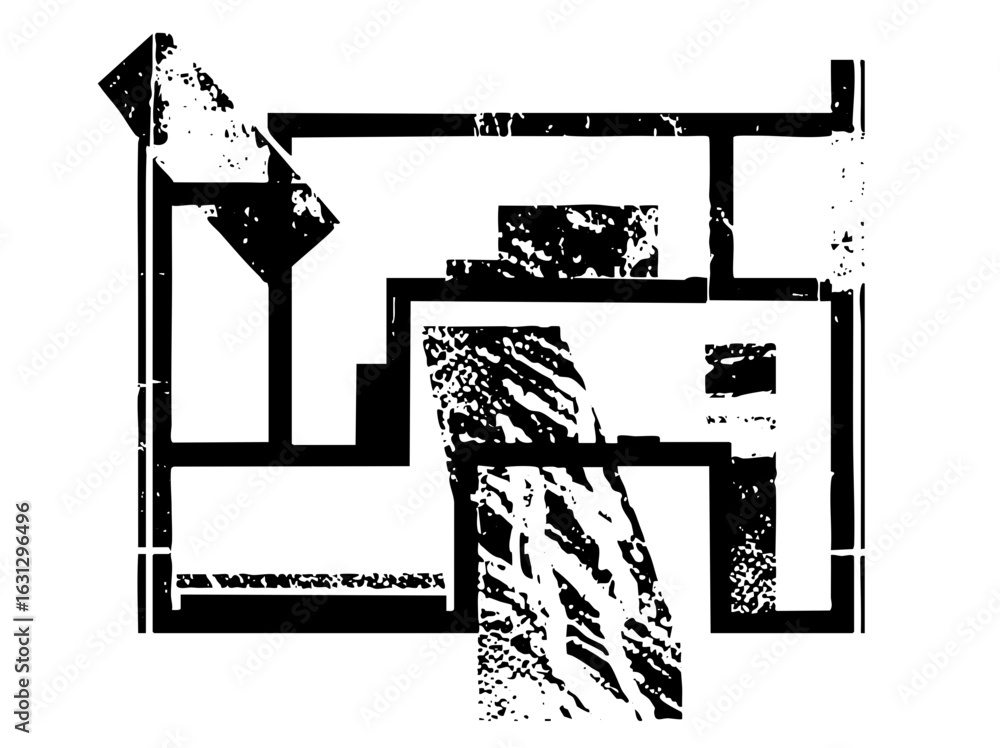 Poster vector abstract geometric featuring intersecting black shapes and lines.