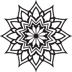 Obraz premium Black and white geometric starburst pattern mandala