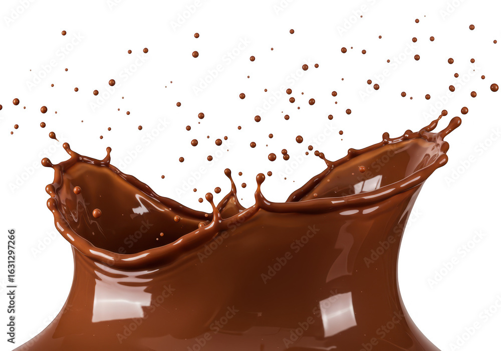 Aufkleber a dynamic splash of rich brown chocolate liquid isolated on a transparent background, creating a fro