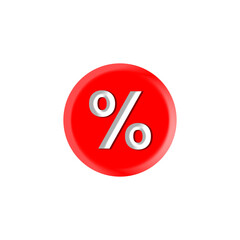 Red percentage sign button icon with white symbol for sale discount or promotion offer png