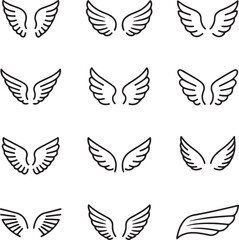 Wing Icons Set &ndash; Minimal Vector Collection for Design and UI