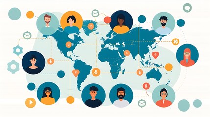 Global network connection people around the world social media communication international business map