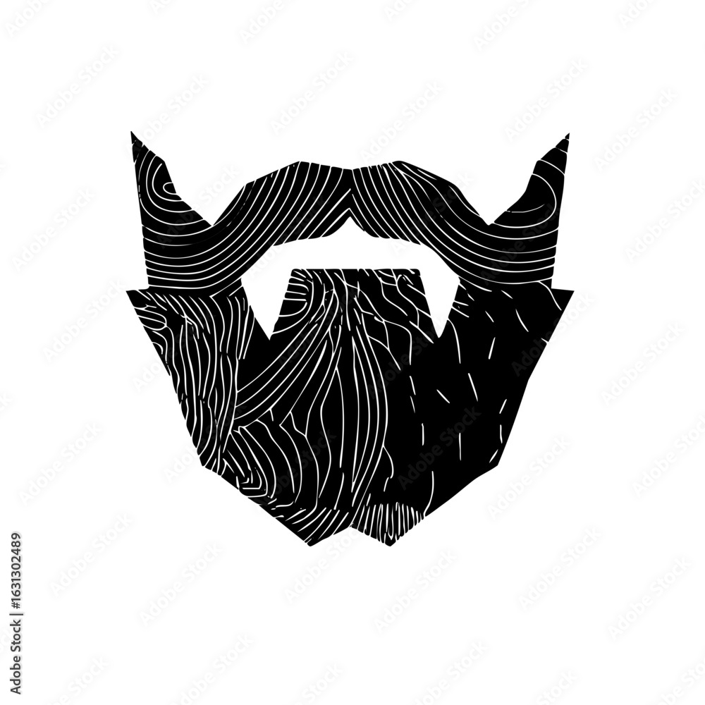 Poster vector stylized beard with flowing linear .