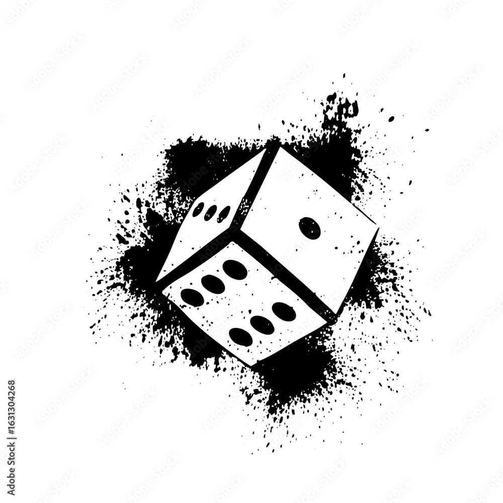 Poster Vector Stacked dice with splatter effect.