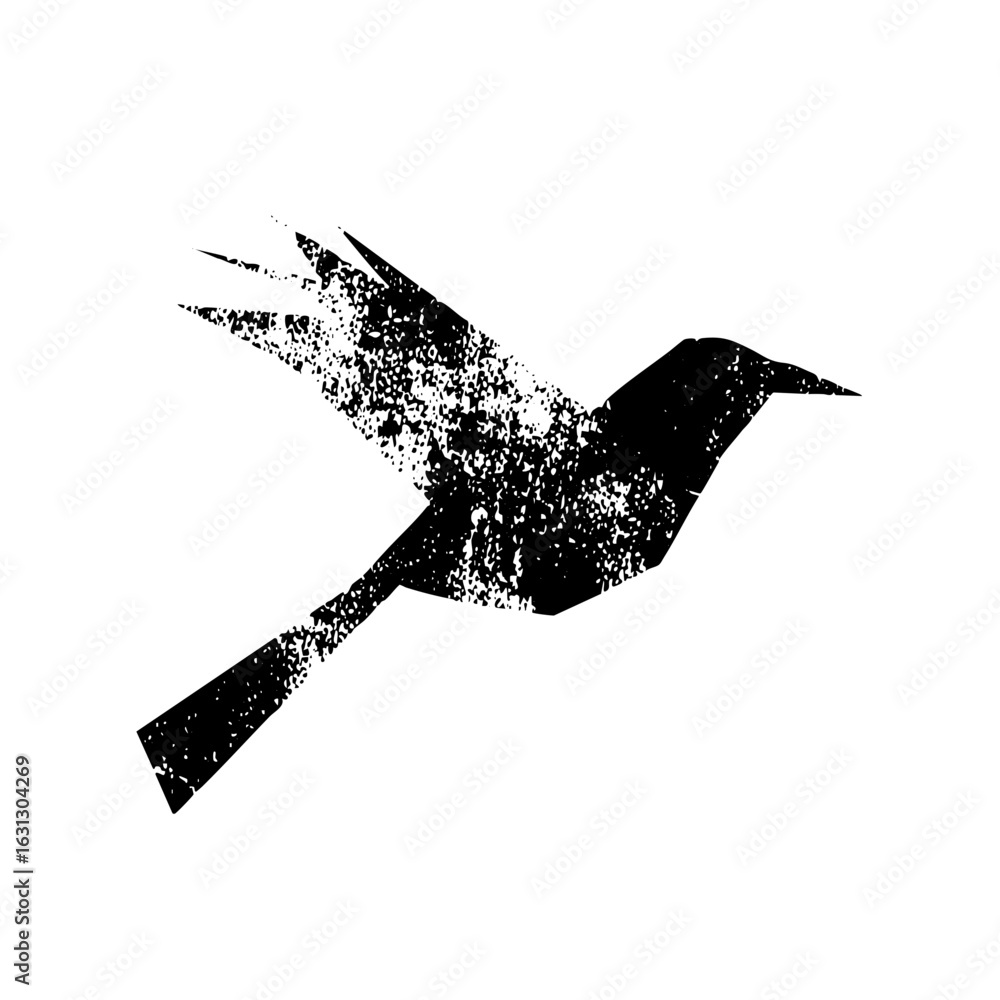Poster vector abstract hummingbird with dissolving effect.