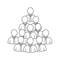 Hierarchical Group of People Illustration Showing a Leader and Team Members in a Pyramid Shape Business Concept