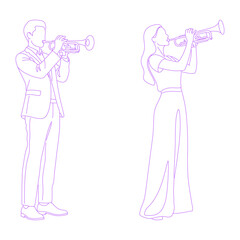 Person Playing Trumpet Line Art Illustration