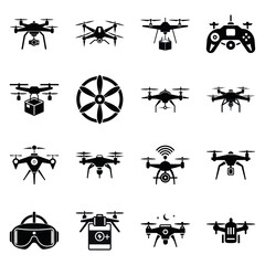 Collection of drone icons and related technology