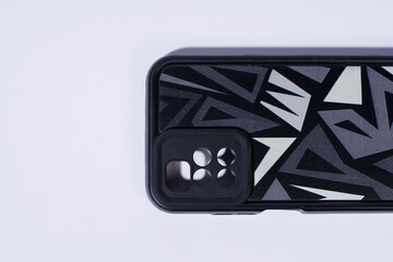 Close-up of a Phone Case with Abstract Pattern on White Background