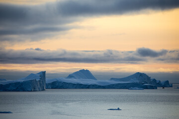 Icebergs and Arctic Ocean scenery in Ilulissat, Greenland, Arctic