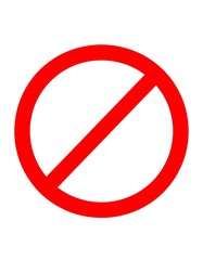 Red circle with diagonal line across it, signifying prohibition or cancellation