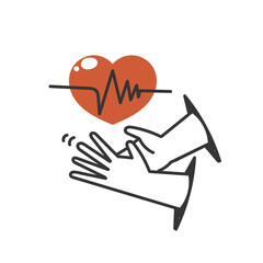 doodle hand holding heart rate illustration
