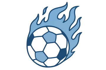 Obraz premium Light blue burning soccer ball with transparent background, perfect for sports logo or graphic design