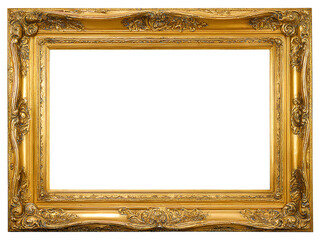Antique gold frame isolated transparent background
