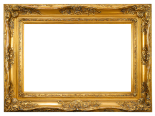 Antique gold frame isolated transparent background
