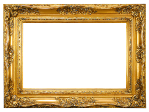 Antique gold frame isolated transparent background