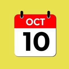 October 10 day Calendar Vector illustration 