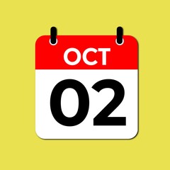 October 2 day Calendar Vector illustration 
