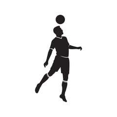 Silhouette of a Soccer Player Heading a Ball Mid Air Skillfully Demonstrating Athletic Prowess and Coordination in a Dynamic Composition