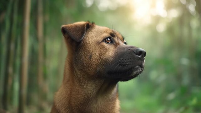 Exotic Dog Breed Spotlight Thoughtful Dog in Natural Green Environment World Dog Day Concept