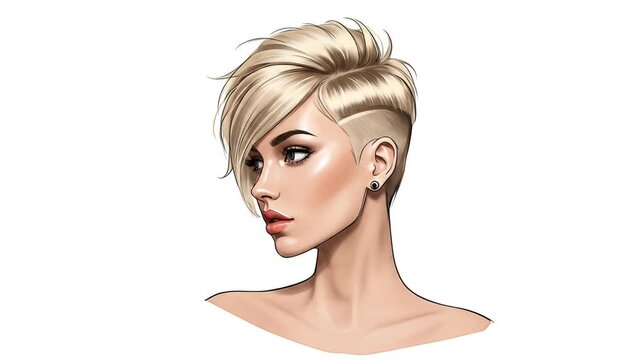 Stylish Blonde Pixie Cut:  A Digital Portrait of a Woman with a Modern Haircut
