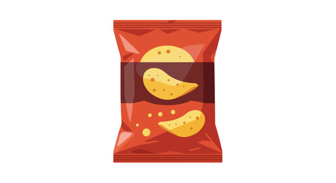 Opened bag of potato crisps against a white background used as food packaging mockup