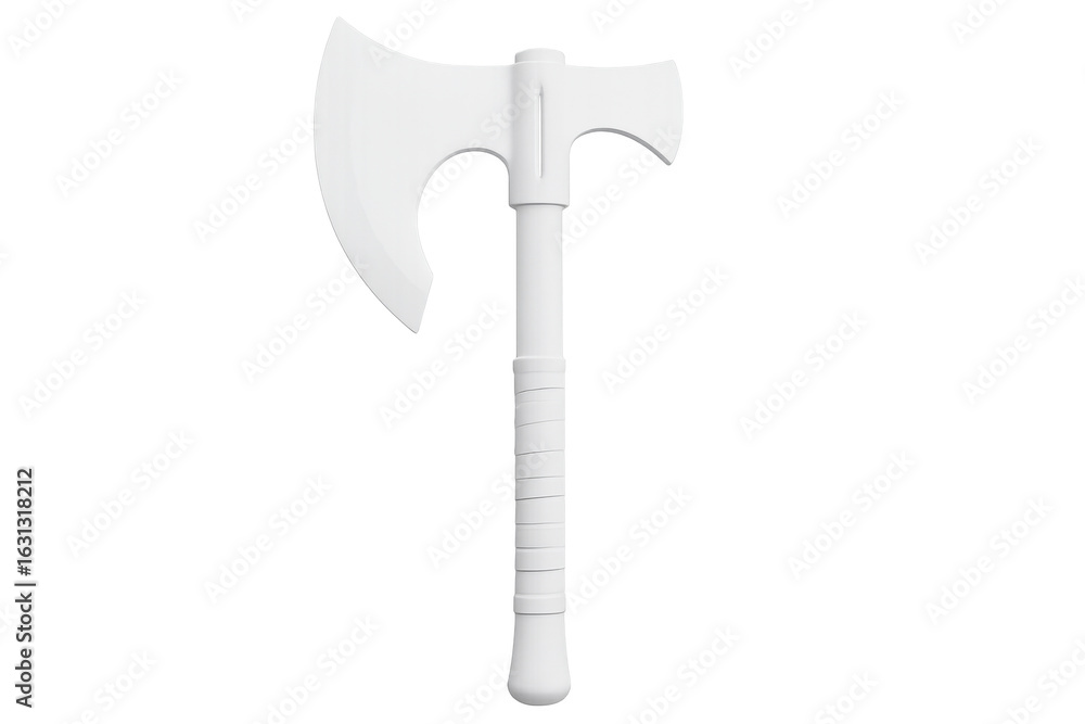 Poster studio shot of a white battle axe with transparent background, ideal for compositing and graphic des
