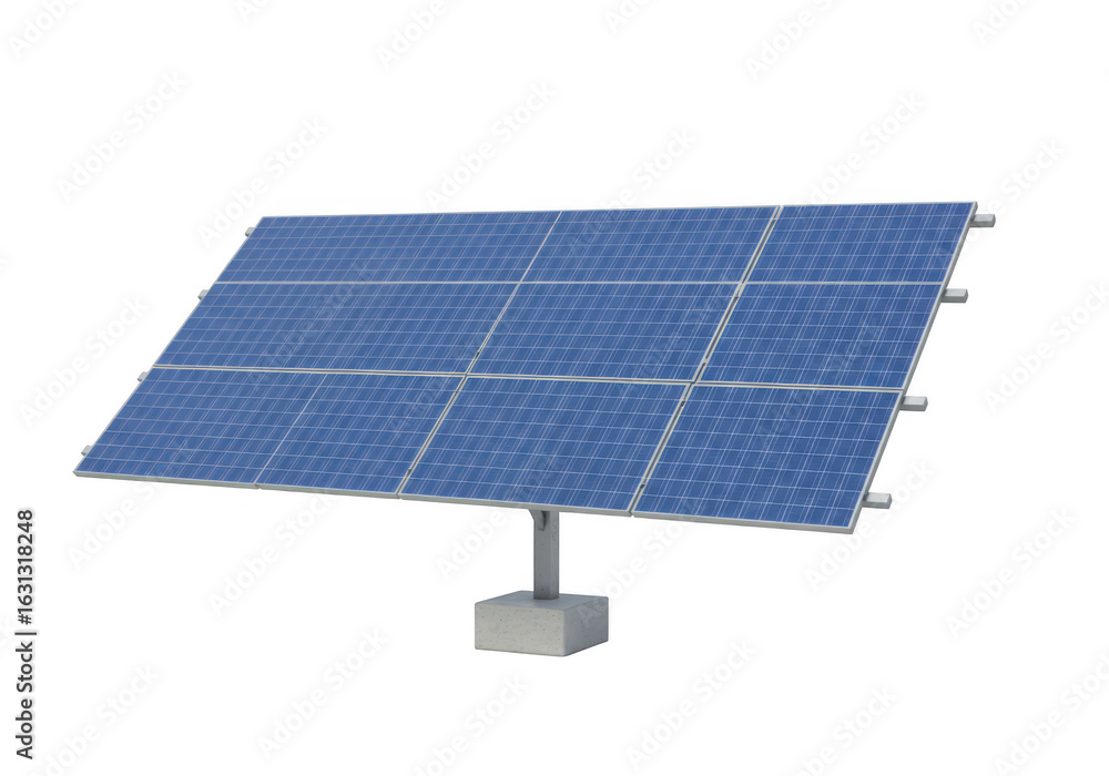 Poster a solar panel system, an array of photovoltaic modules, isolated on a transparent background
