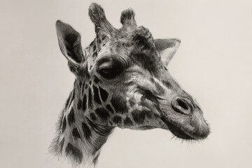 Obraz premium Detailed drawings of giraffes showcasing the unique features of their heads in a creative artistic style