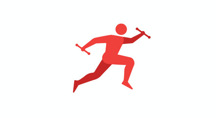 Relay racer sprinting on a white background, for use in sports publications