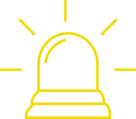 Siren icon , vector of emergency alarm and police light symbols in line style, warning signal alert beacon, flashing lamp, safety bundle isolated on transparent background.