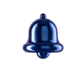 3D Shiny metallic blue bell icon, symbolizing notifications, alerts or reminders. 3d illustration