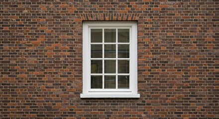 赤レンガ壁に嵌め込まれた白い窓が静かに光を湛えている