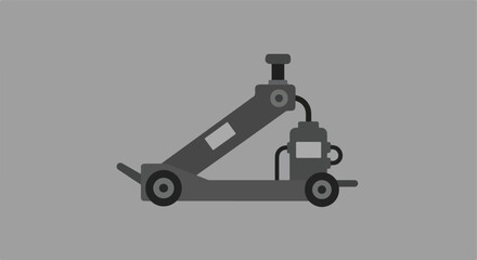 Floor jack illustration in garage with gray backdrop for tire changes/repairs