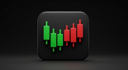 Financial market analysis: Stock chart illustration on a black background showing trends